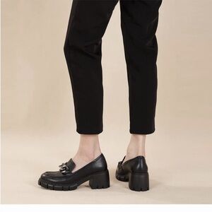 Elegant Black Loafers with Chunky Heels